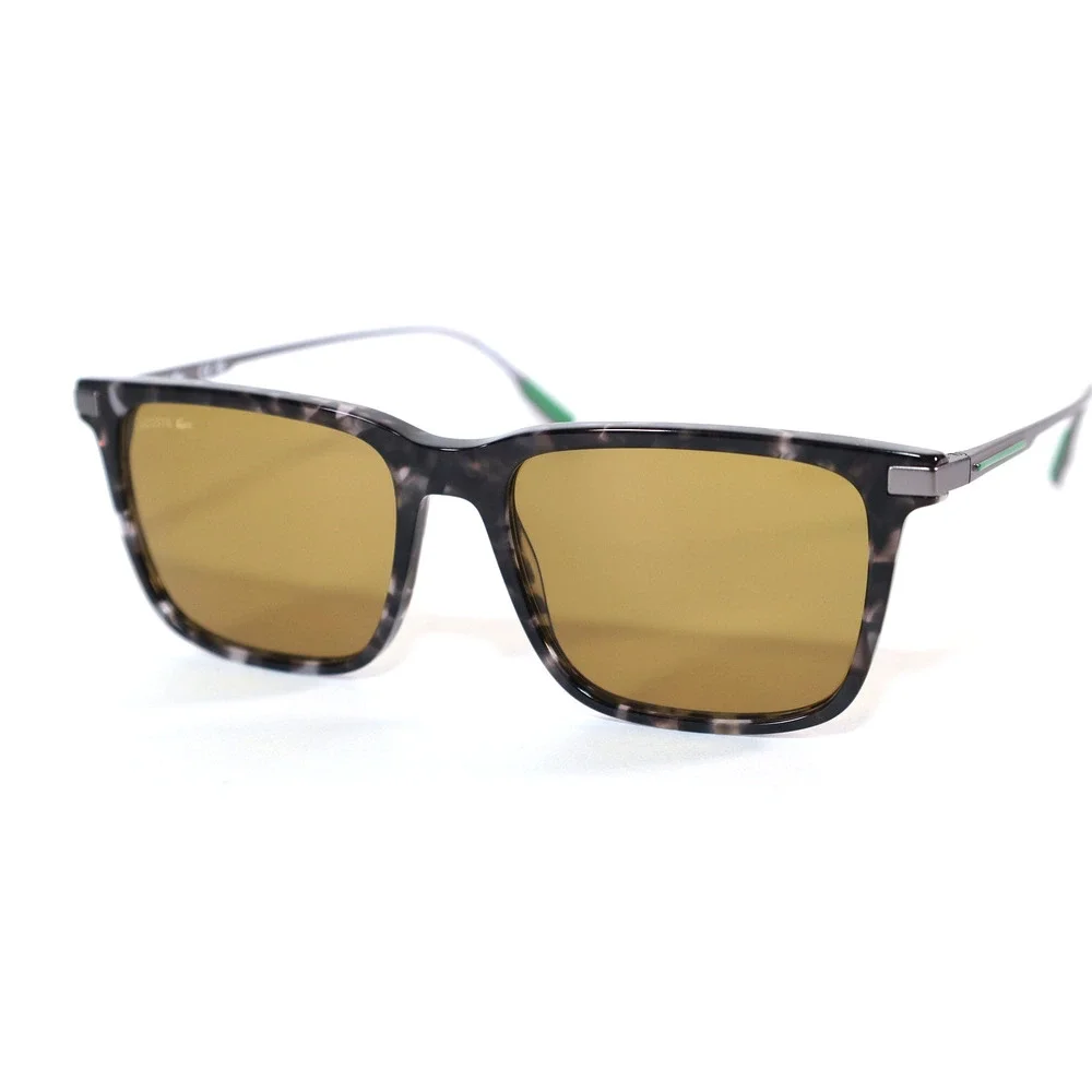 Lacoste Square Men’s Sunglasses – Grey Havana / Green-Gold – NWT